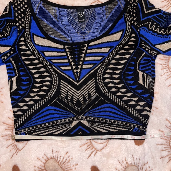 Windsor Midi Skirt And Top Long Sleeve Black & Blue Body Con Print Cotton ( Set) - Picture 5 of 13